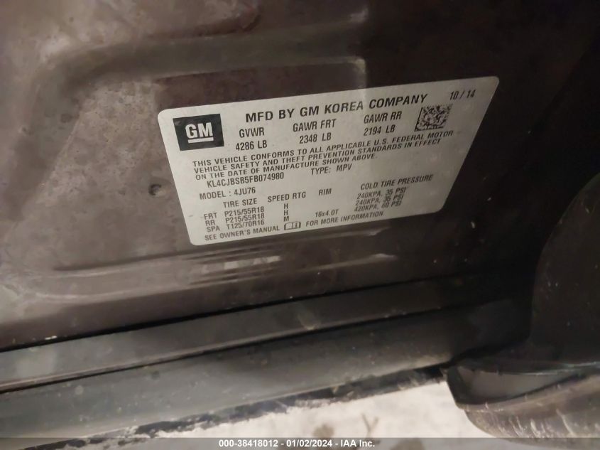 2015 BUICK ENCORE CONVENIENCE - KL4CJBSB5FB074980