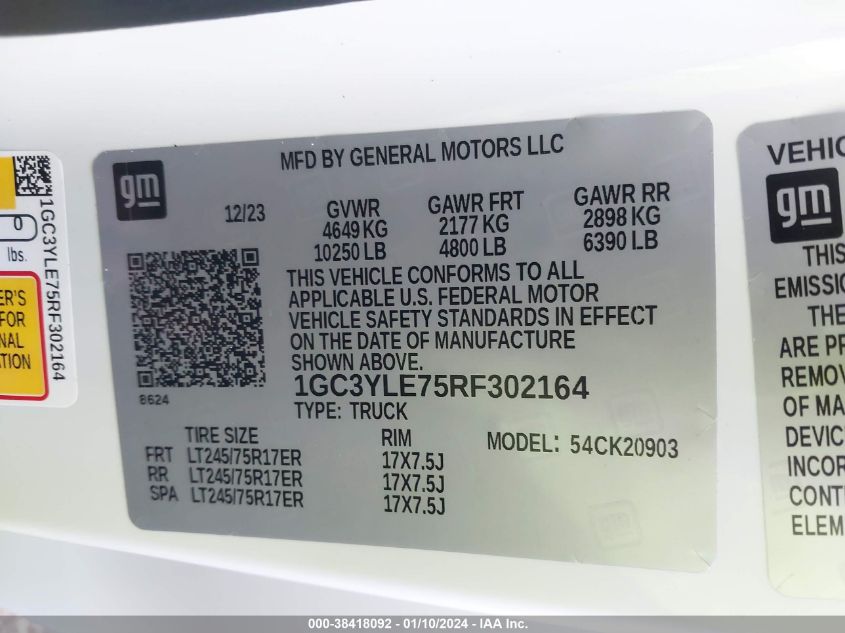 2024 CHEVROLET SILVERADO 2500 - 1G3CYLE75RF302164