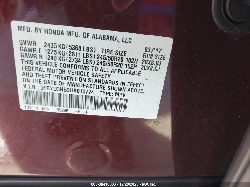 2017 ACURA MDX TECHNOLOGY - 5FRYD3H50HB010774