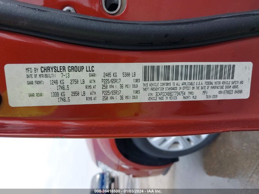 2013 DODGE JOURNEY SE - 3C4PDCAB8DT734754