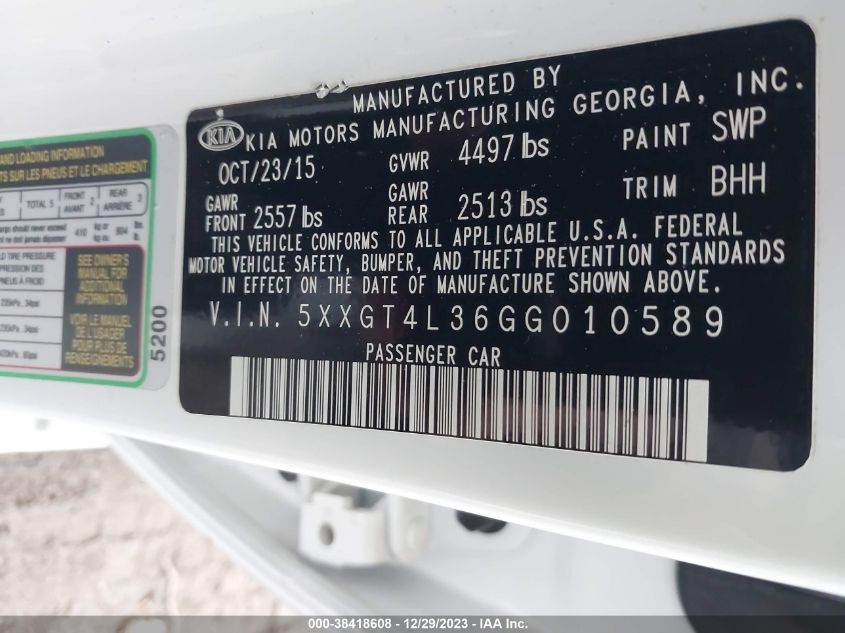 2016 KIA OPTIMA LX - 5XXGT4L36GG010589