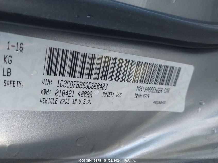 2016 DODGE DART SXT - 1C3CDFBB9GD660483