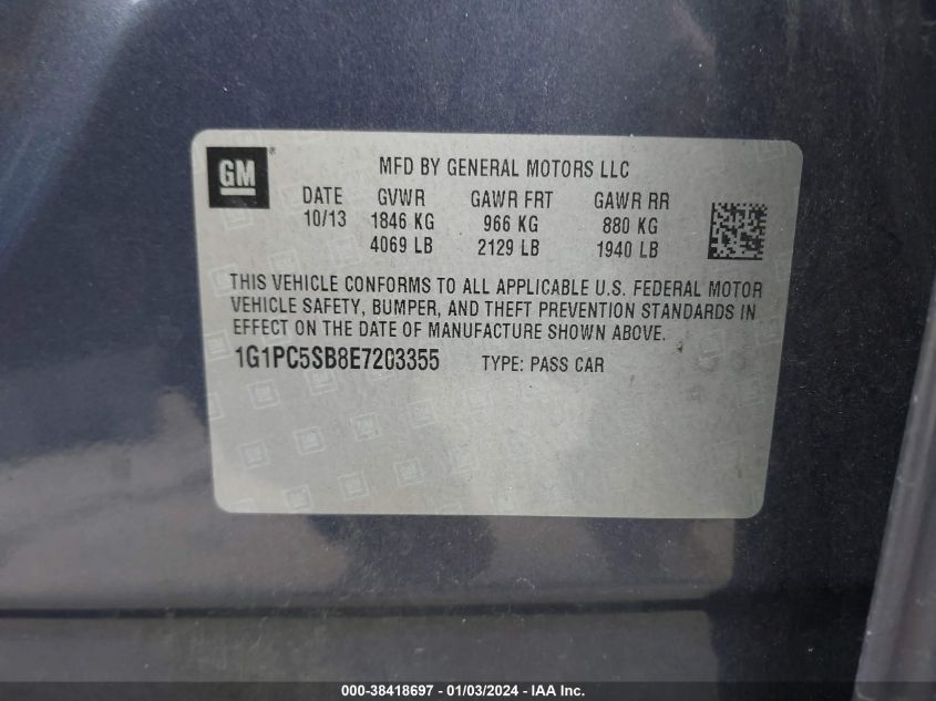 2014 CHEVROLET CRUZE 1LT AUTO - 1G1PC5SB8E7203355