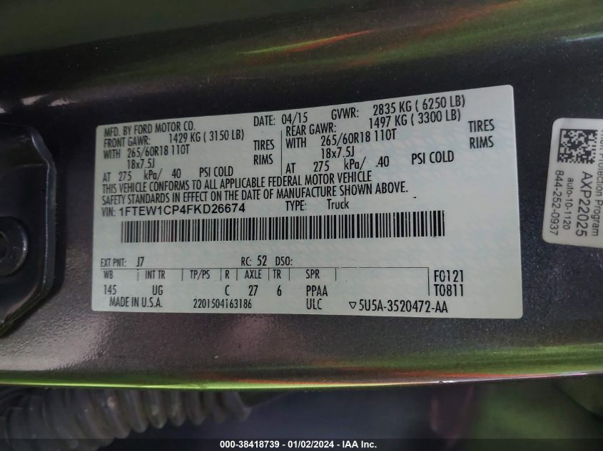 2015 FORD F-150 XLT - 1FTEW1CP4FKD26674