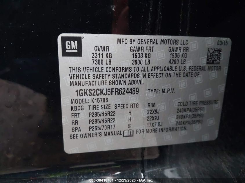 2015 GMC YUKON DENALI - 1GKS2CKJ5FR624489