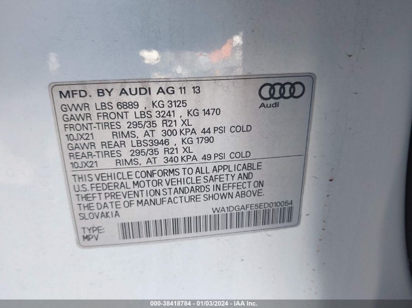 2014 AUDI Q7 3.0T S LINE PRESTIGE - WA1DGAFE5ED010054