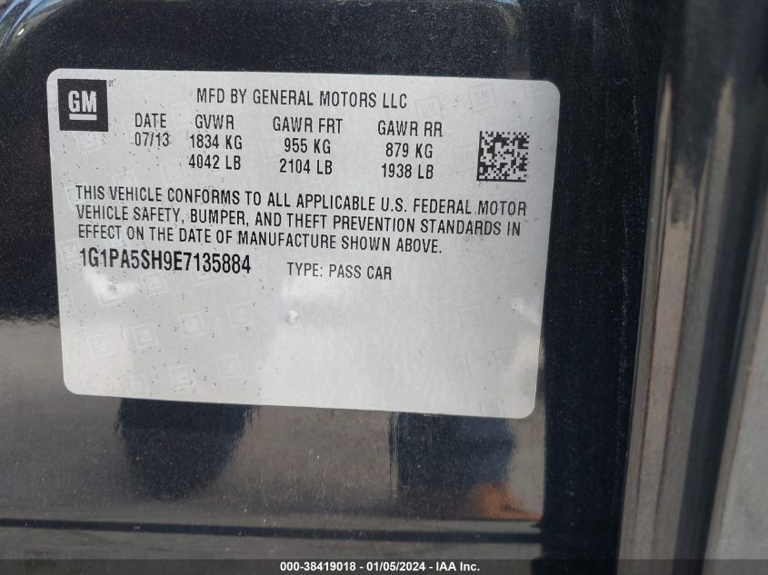 2014 CHEVROLET CRUZE LS AUTO - 1G1PA5SH9E7135884