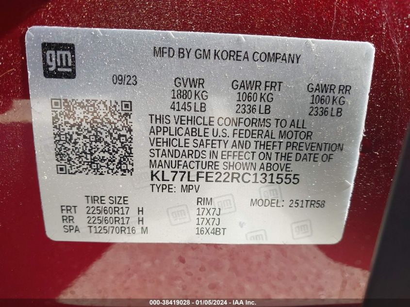 2024 CHEVROLET TRAX LS - KL77LFE22RC131555