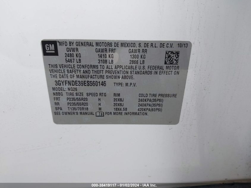 2014 CADILLAC SRX PREMIUM COLLECTION - 3GYFNDE39ES560146