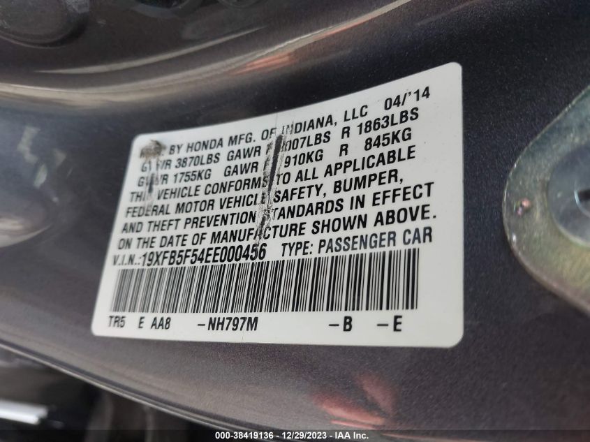 2014 HONDA CIVIC NATURAL GAS - 19XFB5F54EE000456