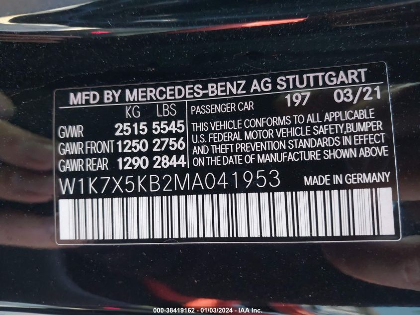 2021 MERCEDES-BENZ AMG GT 43 4-DOOR COUPE - W1K7X5KB2MA041953