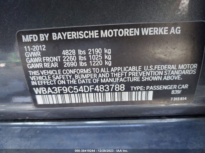 2013 BMW ACTIVEHYBRID 3 - WBA3F9C54DF483788
