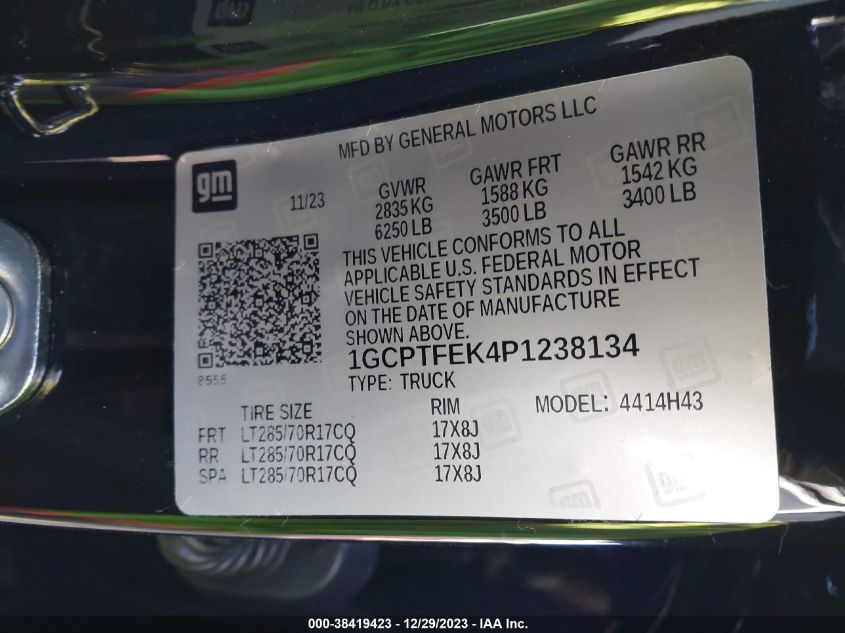2023 CHEVROLET COLORADO ZR2 - 1GCPTFEK4P1238134