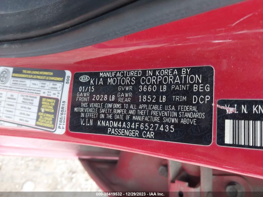 2015 KIA RIO LX - KNADM4A34F6527435