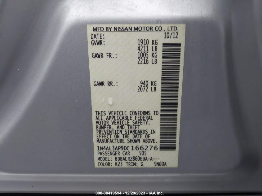 2013 NISSAN ALTIMA 2.5 S - 1N4AL3AP9DC166276