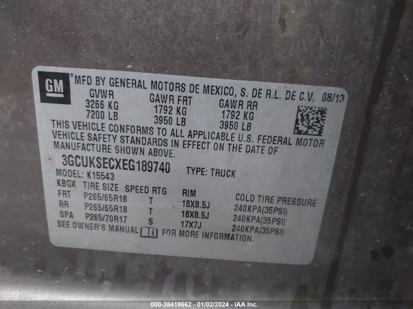 2014 CHEVROLET SILVERADO 1500 2LZ - 3GCUKSECXEG189740