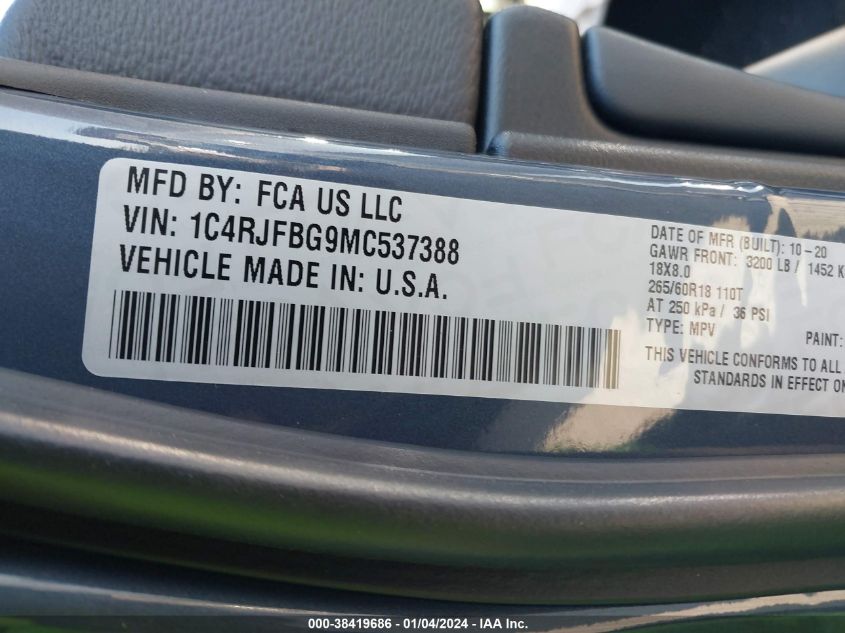 2021 JEEP GRAND CHEROKEE LIMITED - 1C4RJFBG9MC537388