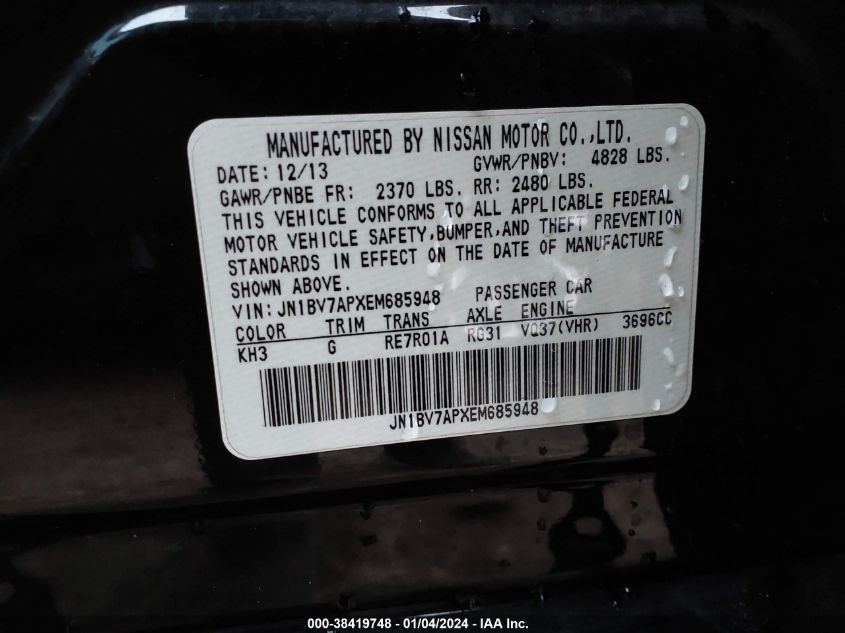 2014 INFINITI Q50 PREMIUM/SPORT - JN1BV7APXEM685948