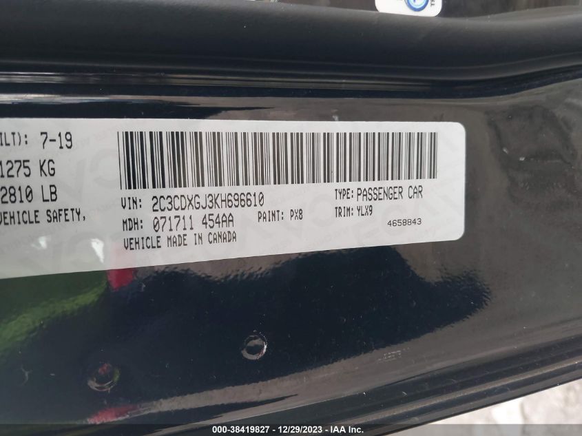 2019 DODGE CHARGER SCAT PACK - 2C3CDXGJ3KH696610