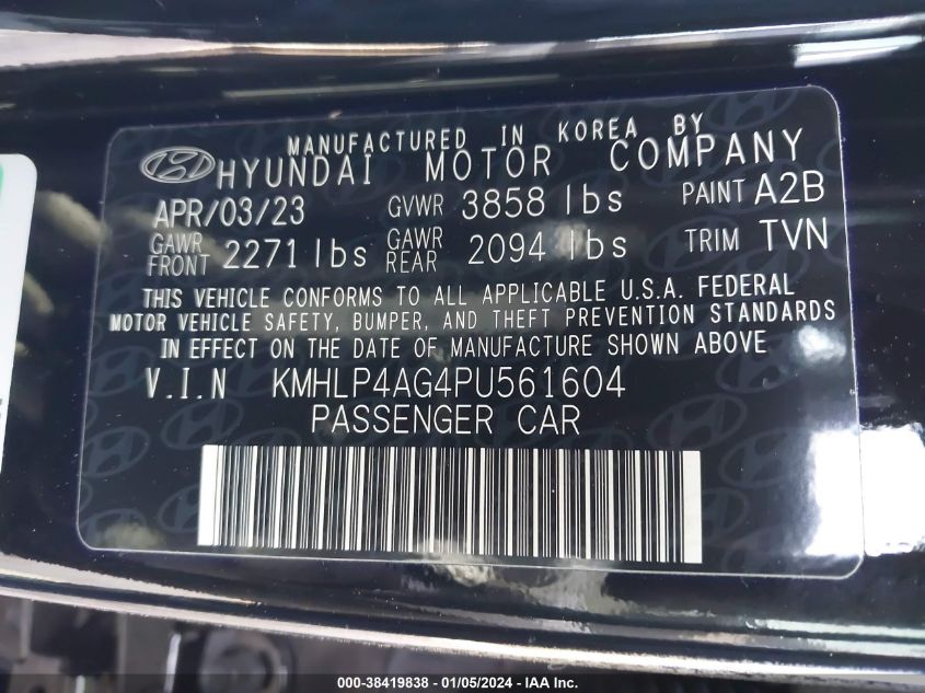 2023 HYUNDAI ELANTRA LIMITED - KMHLP4AG4PU561604