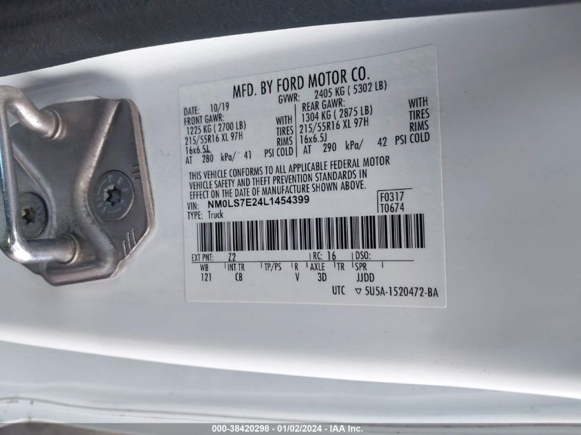 2020 FORD TRANSIT CONNECT XL - NM0LS7E24L1454399