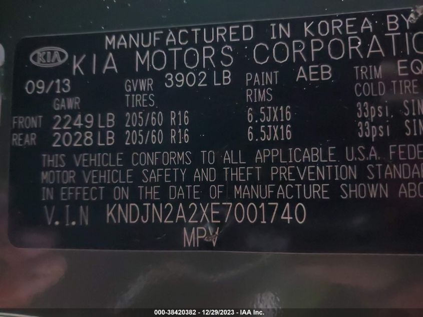 2014 KIA SOUL - KNDJN2A2XE7001740