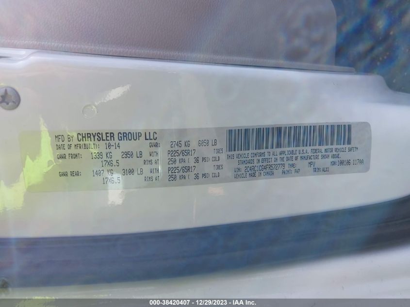 2015 CHRYSLER TOWN & COUNTRY TOURING L - 2C4RC1CG4FR572779