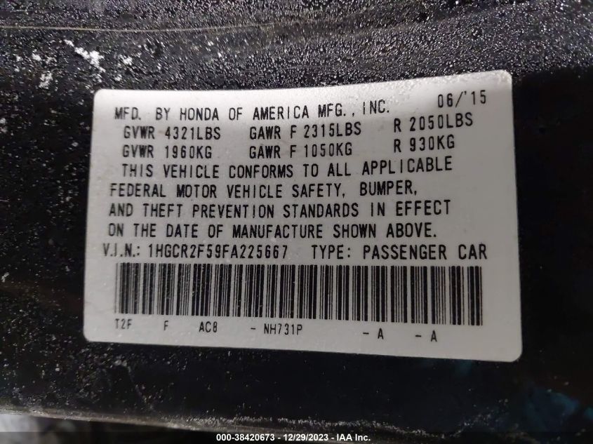 2015 HONDA ACCORD SPORT - 1HGCR2F59FA225667