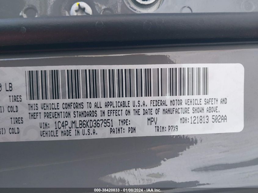 2019 JEEP CHEROKEE LATITUDE PLUS 4X4 - 1C4PJMLB6KD367951