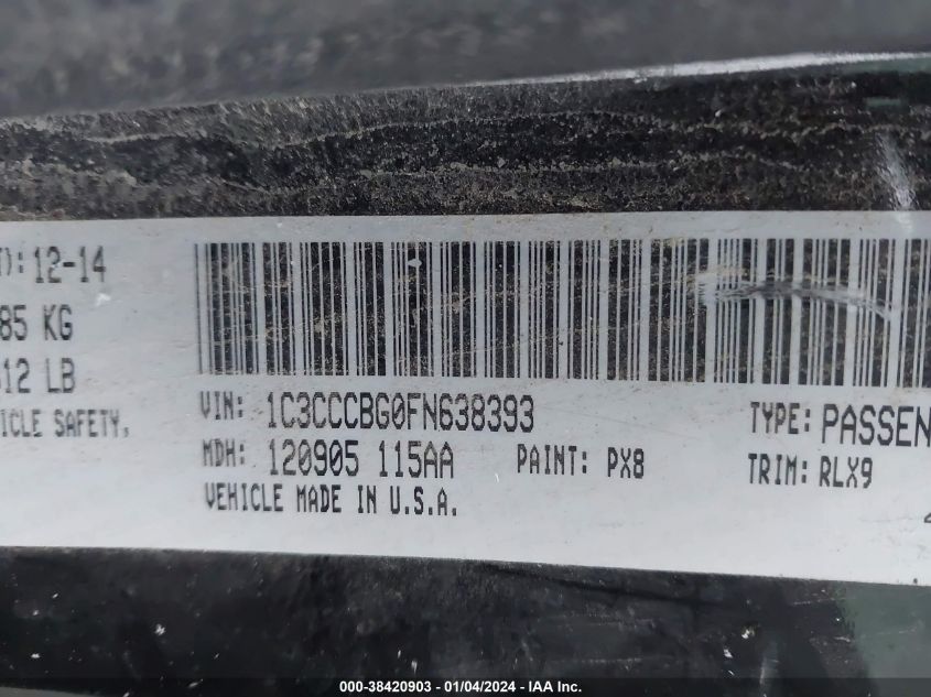 2015 CHRYSLER 200 S - 1C3CCCBG0FN638393