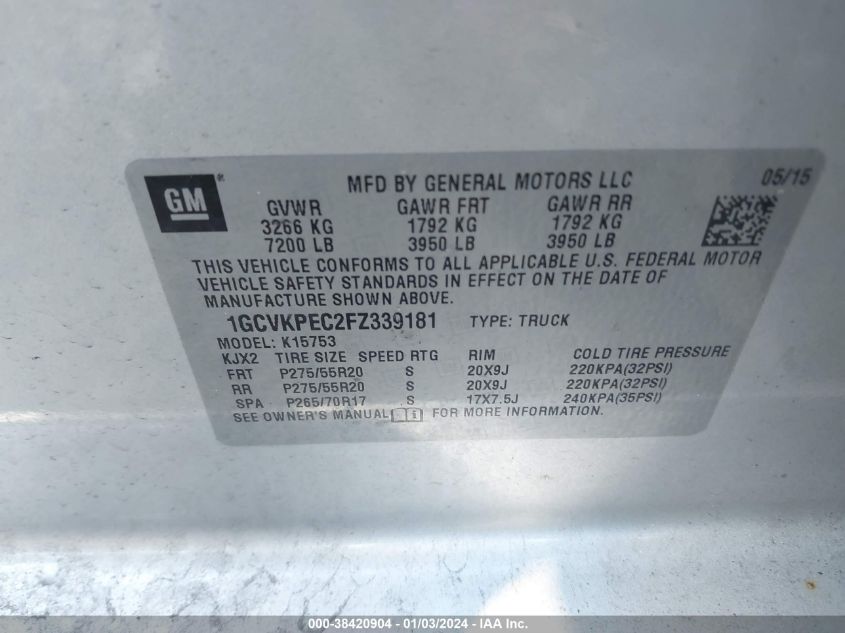 2015 CHEVROLET SILVERADO 1500 LS - 1GCVKPEC2FZ339181