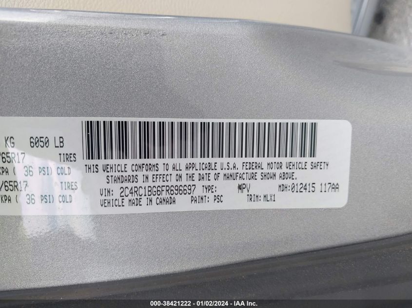 2015 CHRYSLER TOWN & COUNTRY TOURING - 2C4RC1BG6FR696697