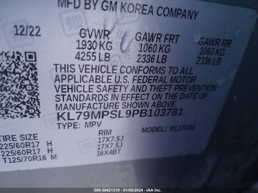 2023 CHEVROLET TRAILBLAZER FWD LT - KL79MPSL9PB103781