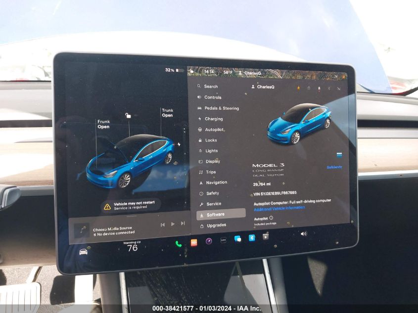2020 TESLA MODEL 3 - 5YJ3E1EB9LF667685