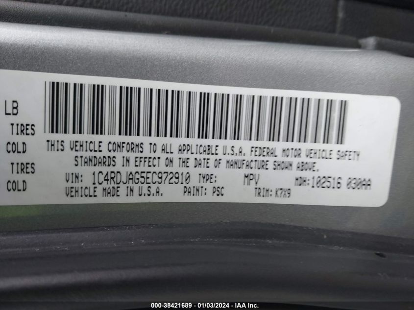 2014 DODGE DURANGO SXT - 1C4RDJAG5EC972910