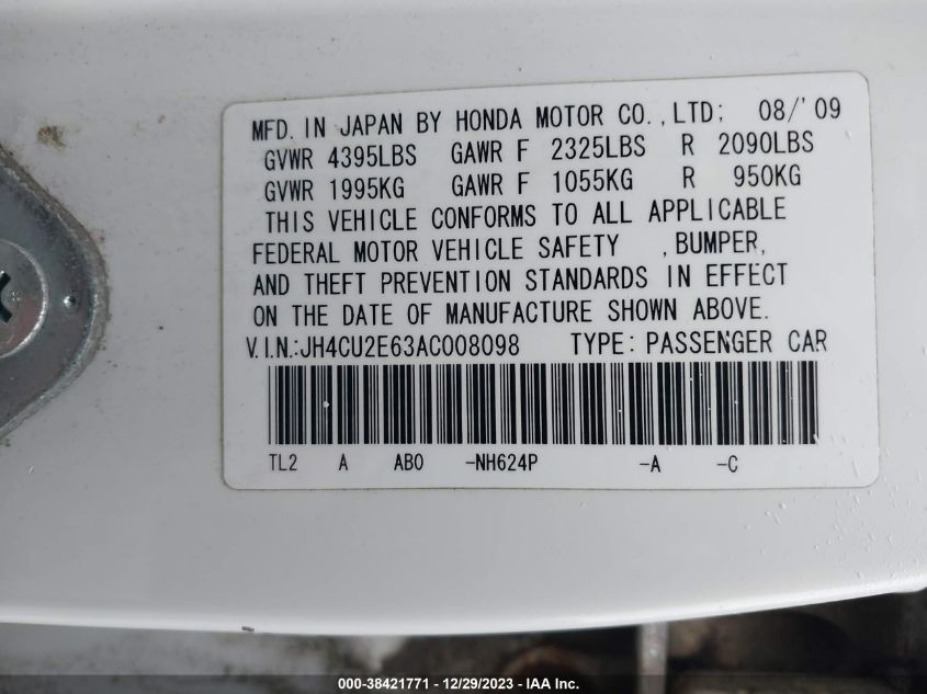 JH4CU2E63AC008098 | 2010 ACURA TSX