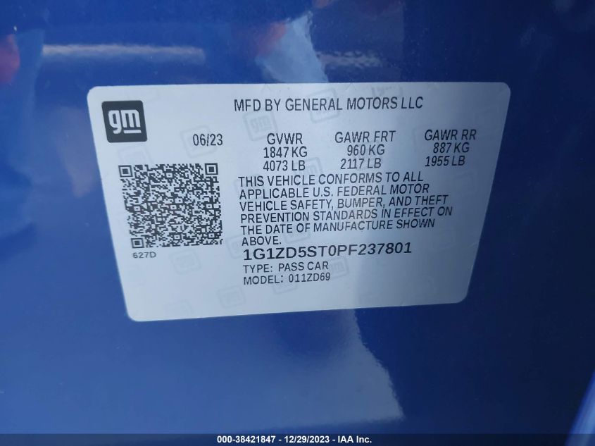 2023 CHEVROLET MALIBU FWD 1LT - 1G1ZD5ST0PF237801