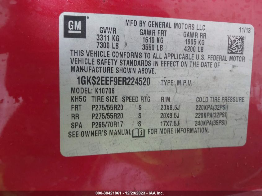 2014 GMC YUKON DENALI - 1GKS2EEF9ER224520