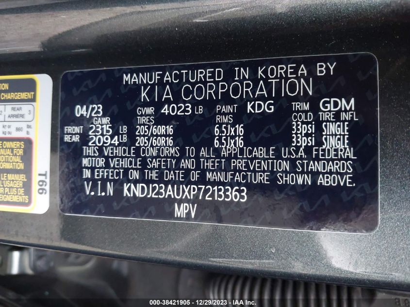 2023 KIA SOUL LX/S - KNDJ23AUXP7213363