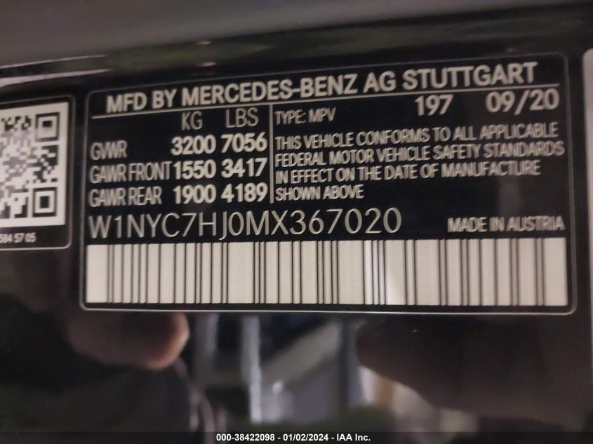 2021 MERCEDES-BENZ AMG G 63 4MATIC W1NYC7HJ0MX367020