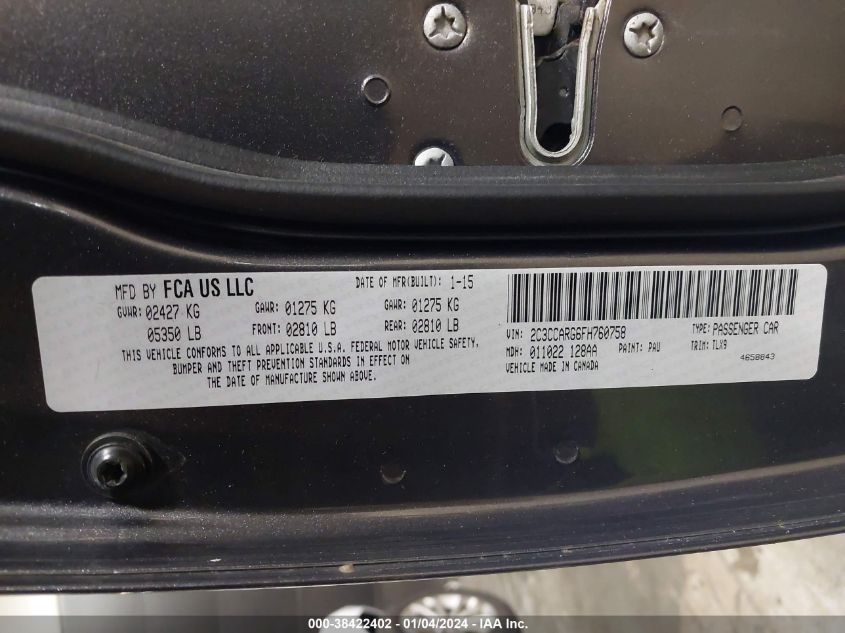 2015 CHRYSLER 300 LIMITED - 2C3CCARG6FH760758