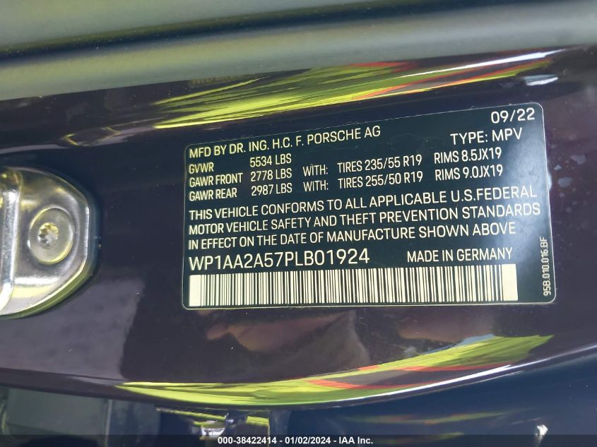 2023 PORSCHE MACAN T - WP1AA2A57PLB01924