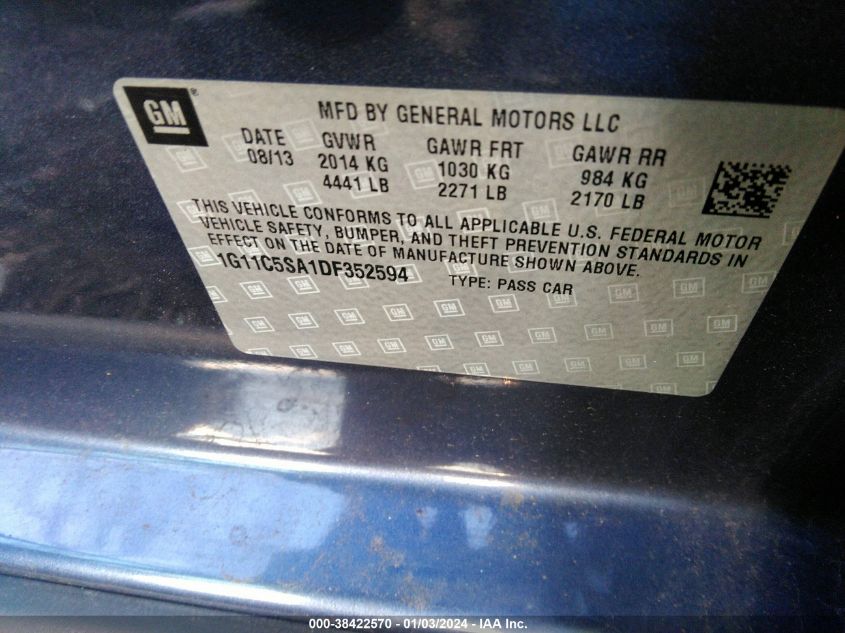 2013 CHEVROLET MALIBU 1LT - 1G11C5SA1DF352594