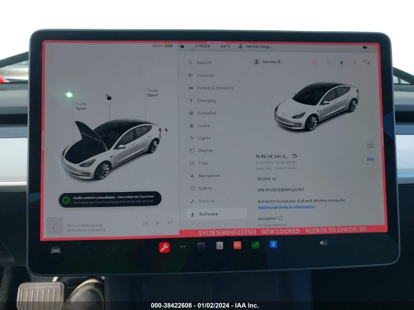 2022 TESLA MODEL 3 - 5YJ3E1EB8NF223310