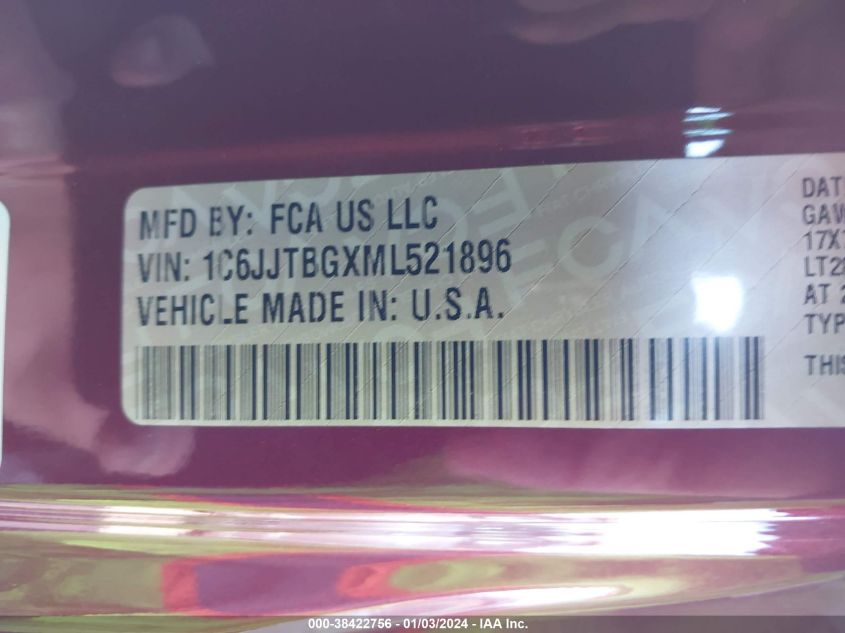2021 JEEP GLADIATOR RUBICON - 1C6JJTBGXML521896