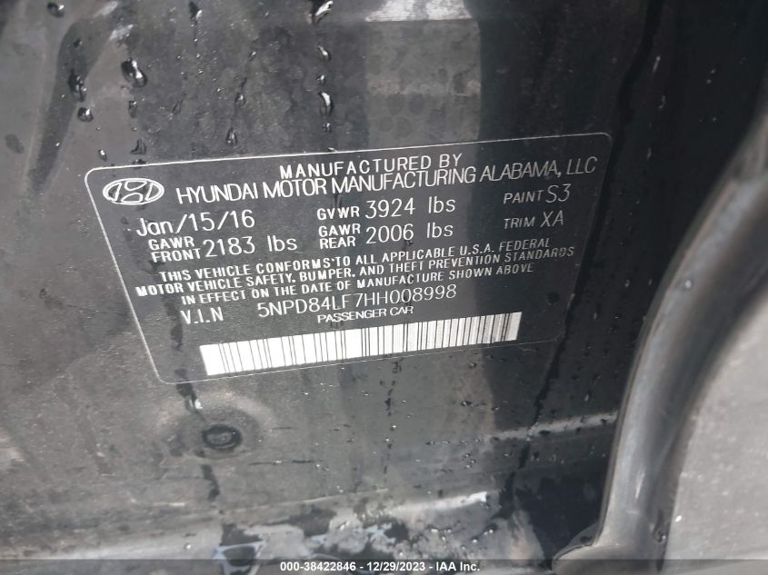 2017 HYUNDAI ELANTRA SE - 5NPD84LF7HH008998