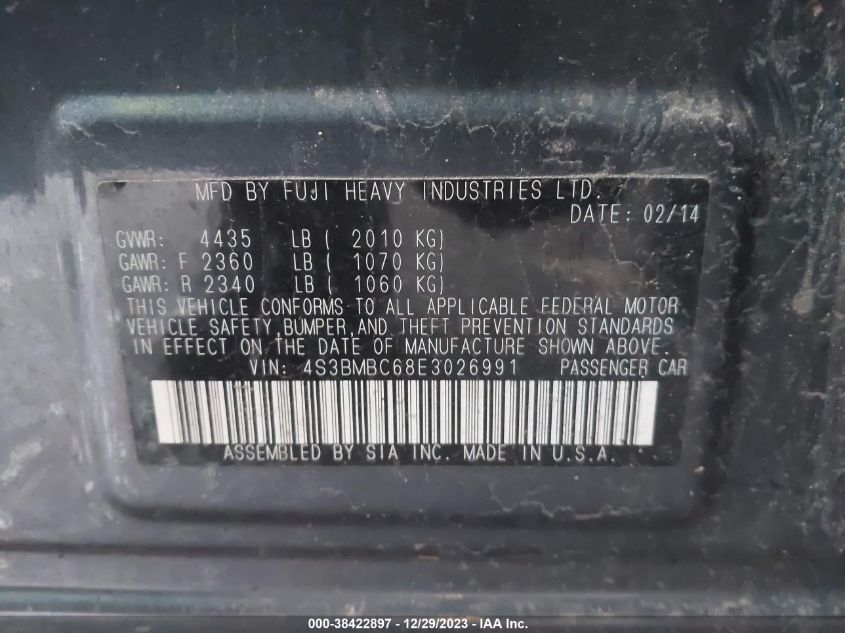 2014 SUBARU LEGACY 2.5I PREMIUM - 4S3BMBC68E3026991