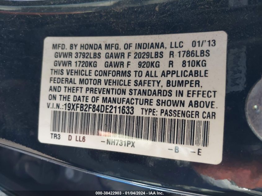 2013 HONDA CIVIC EX - 19XFB2F84DE211633