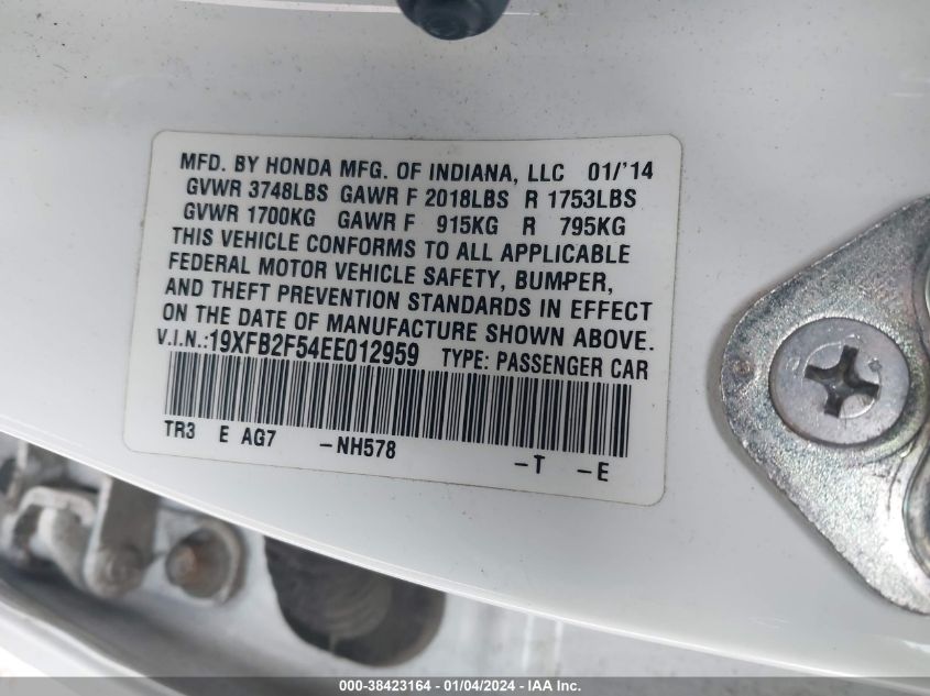 2014 HONDA CIVIC LX - 19XFB2F54EE012959