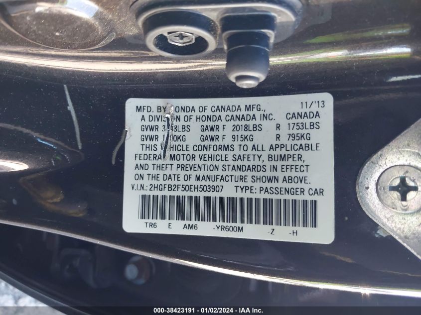 2014 HONDA CIVIC LX - 2HGFB2F50EH503907